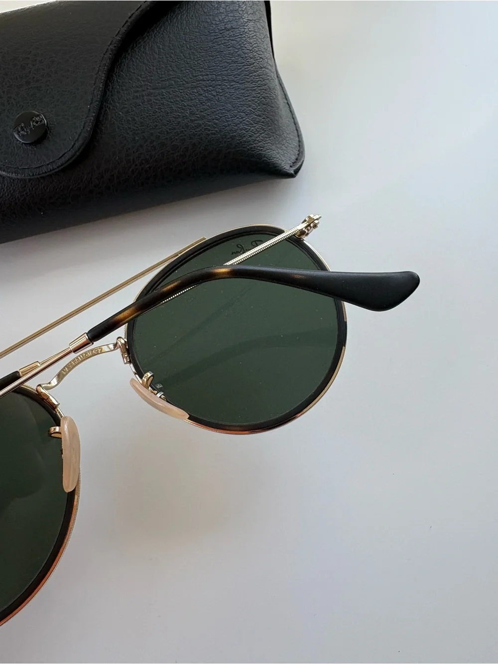 Ray-Ban Gold Frame Round Double Bridge Sunglasses
